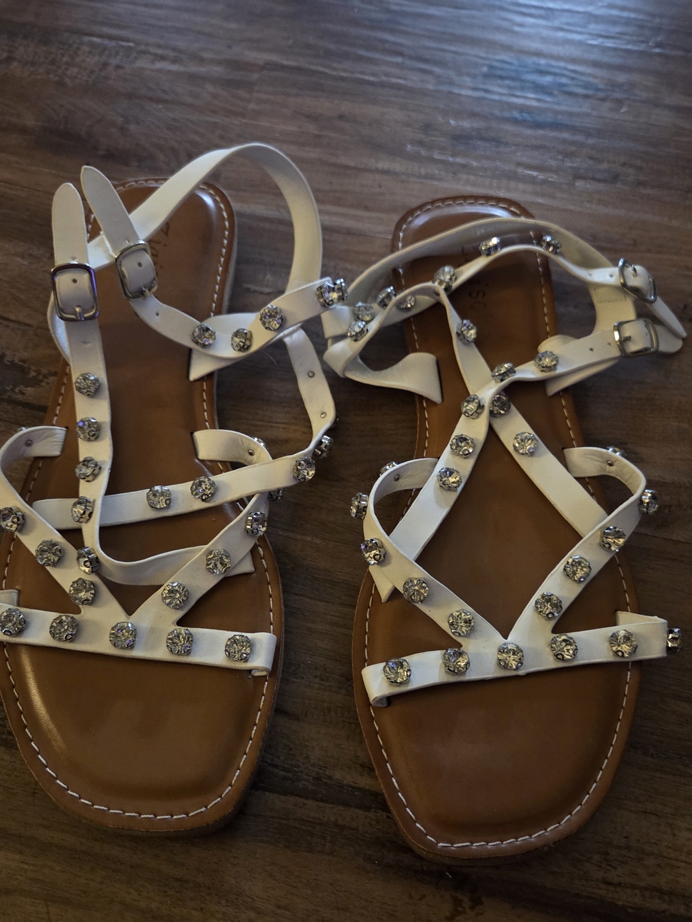 Zigi Soho White Jeweled Strappy Sandals